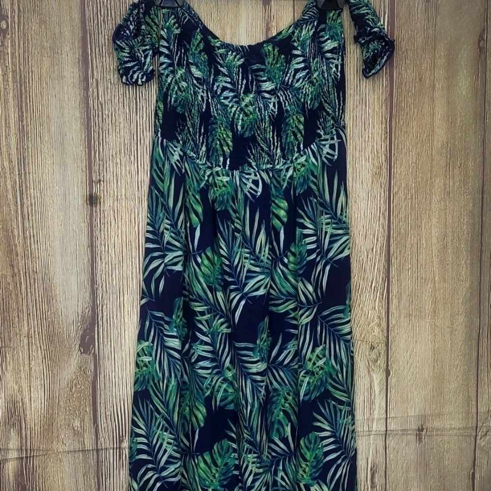 Maxi Floral Dress Womens Forever 21 Sz Small Green Blue
